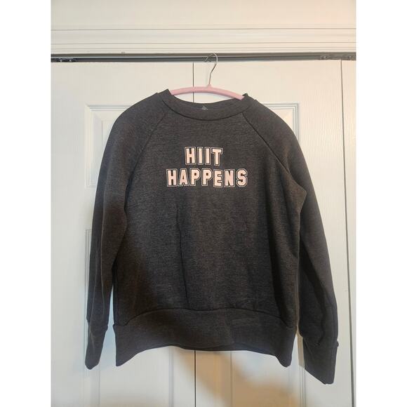 Sweaty Betty Dark Grey Hiit Happens Slogan Crewneck Sweatshirt, Women's Small - Picture 1 of 6